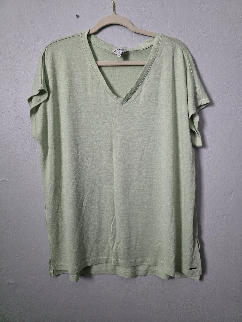 Orvis Light Sage Short-Sleeve V-Neck Top